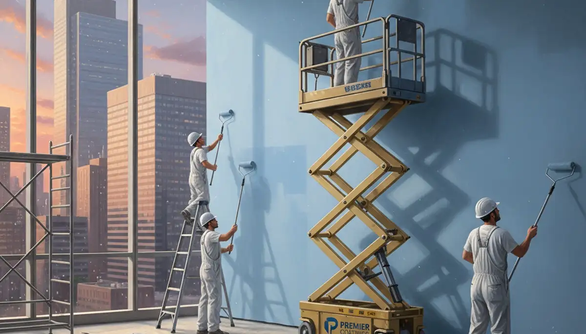 Commercial painting team in West Palm Beach, FL applying durable exterior coatings to a business property