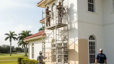 Professional painters applying interior paint in West Palm Beach, FL home