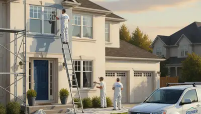 House painters painting a West Palm Beach, FL home exterior for lasting coastal protection