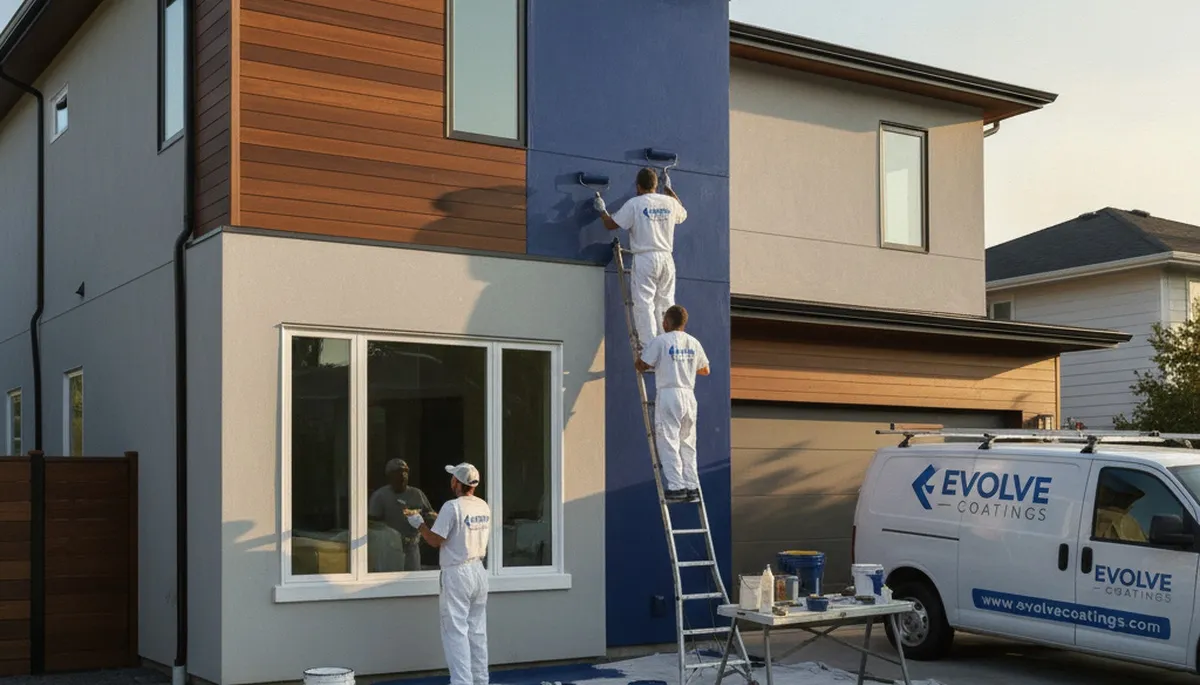 West Palm Beach painters painting a home exterior for durable, weather-resistant curb appeal