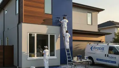 West Palm Beach painters painting a home exterior for durable, weather-resistant curb appeal