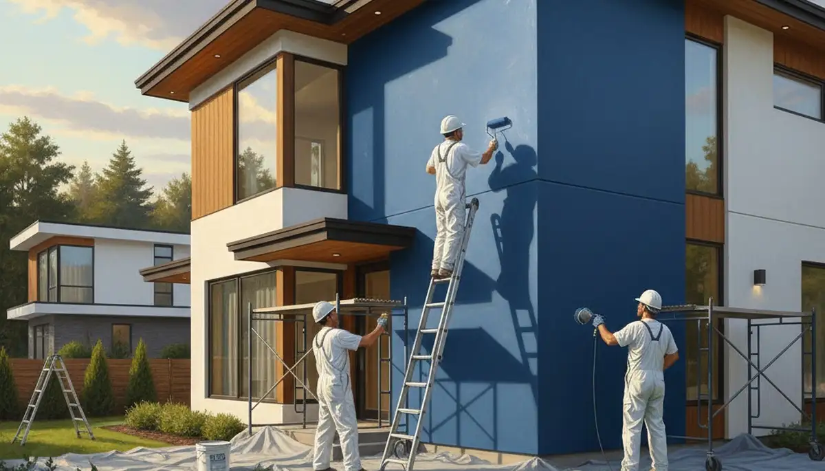 West Palm Beach painters painting a home exterior for weather protection and curb appeal