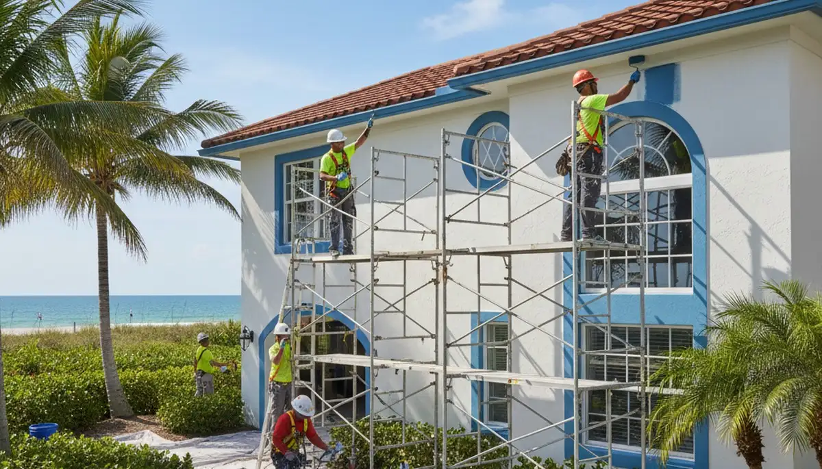 West Palm Beach, FL painters applying interior paint for a professional home improvement project