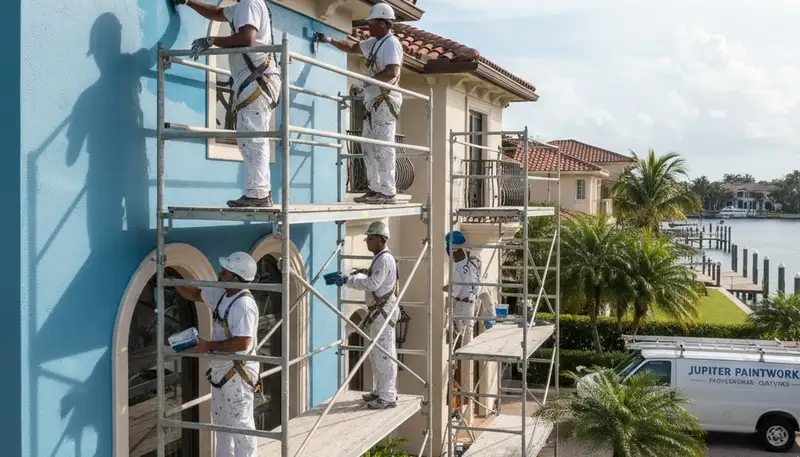 Painting contractor in West Palm Beach, FL applying fresh interior wall paint for a home project