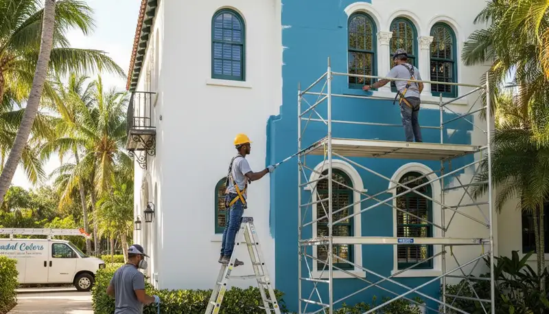Professional painters applying interior paint in West Palm Beach, FL