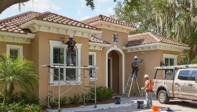 Professional painters applying interior paint in West Palm Beach, FL home renovation project
